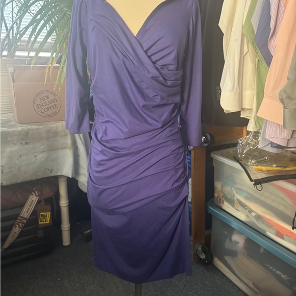 Diane Von Furstenberg Purple Ruched Wrap Dress - Picture 1 of 10